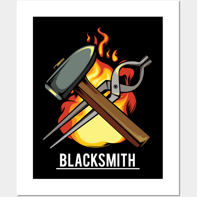 Blacksmith - Smithing Steel Hammer and Tong Wall Art by Lumio Gifts